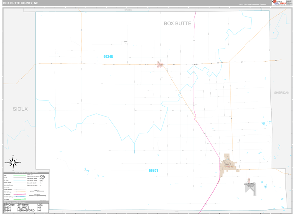 Box Butte County Wall Map Premium Style